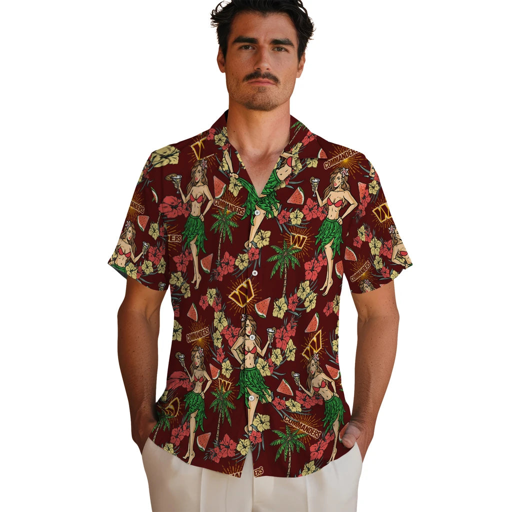 Washington Commanders Hawaiian Shirt - Hawaiian Girls Design | Moonbestprint