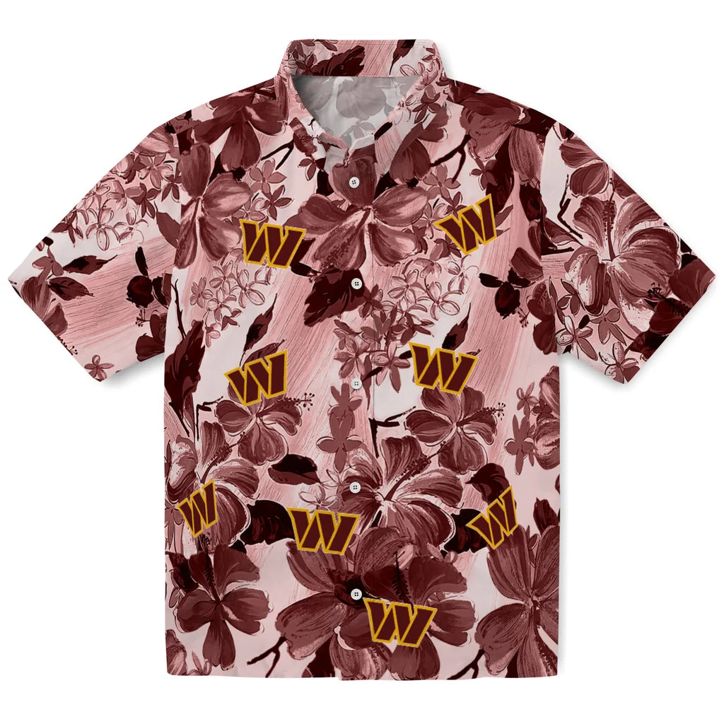Washington Commanders Hawaiian Shirt - Hibiscus Arrangement | Moonbestprint