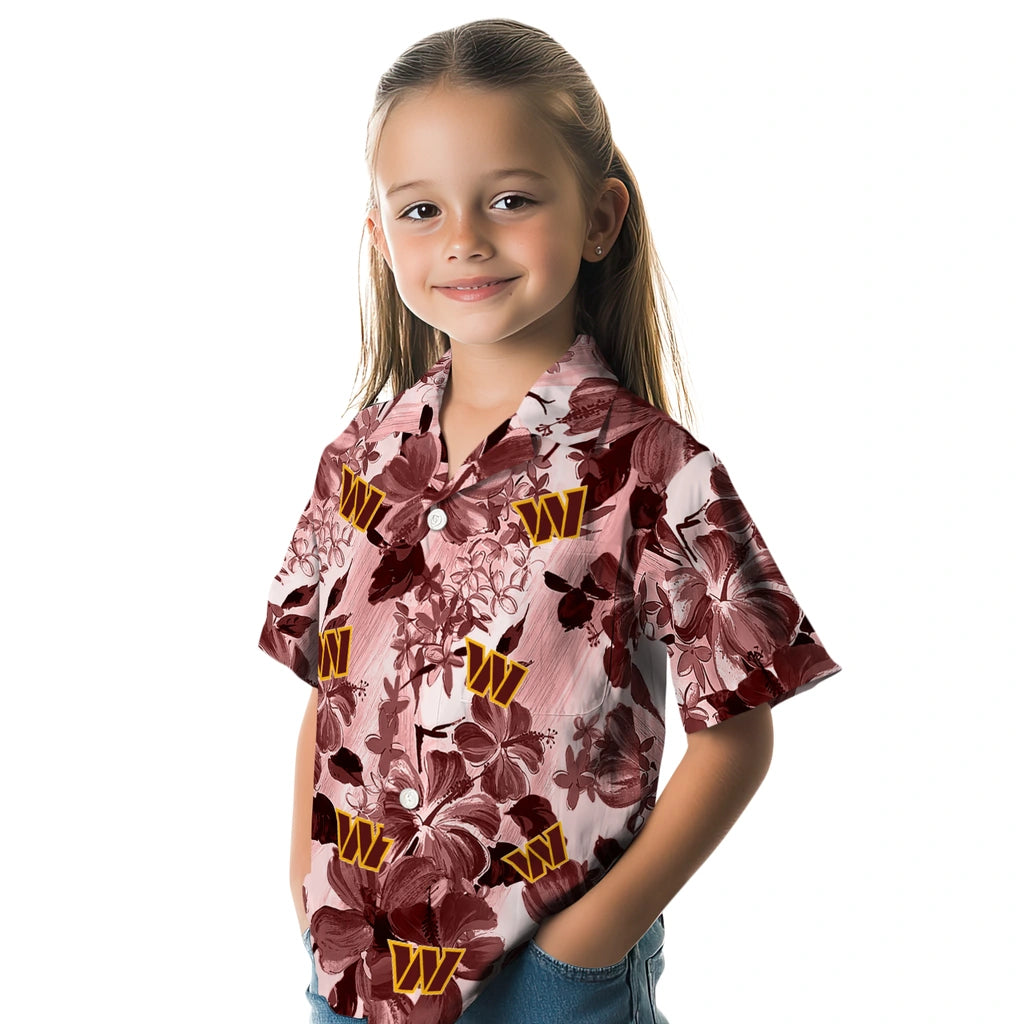 Washington Commanders Hawaiian Shirt - Hibiscus Arrangement | Moonbestprint