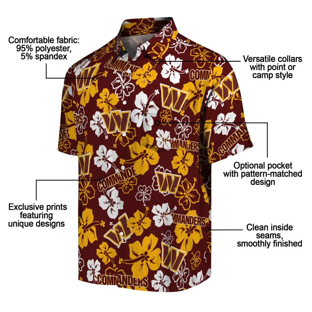 Washington Commanders Hibiscus Bloom Hawaiian Shirt – Moonbestprint