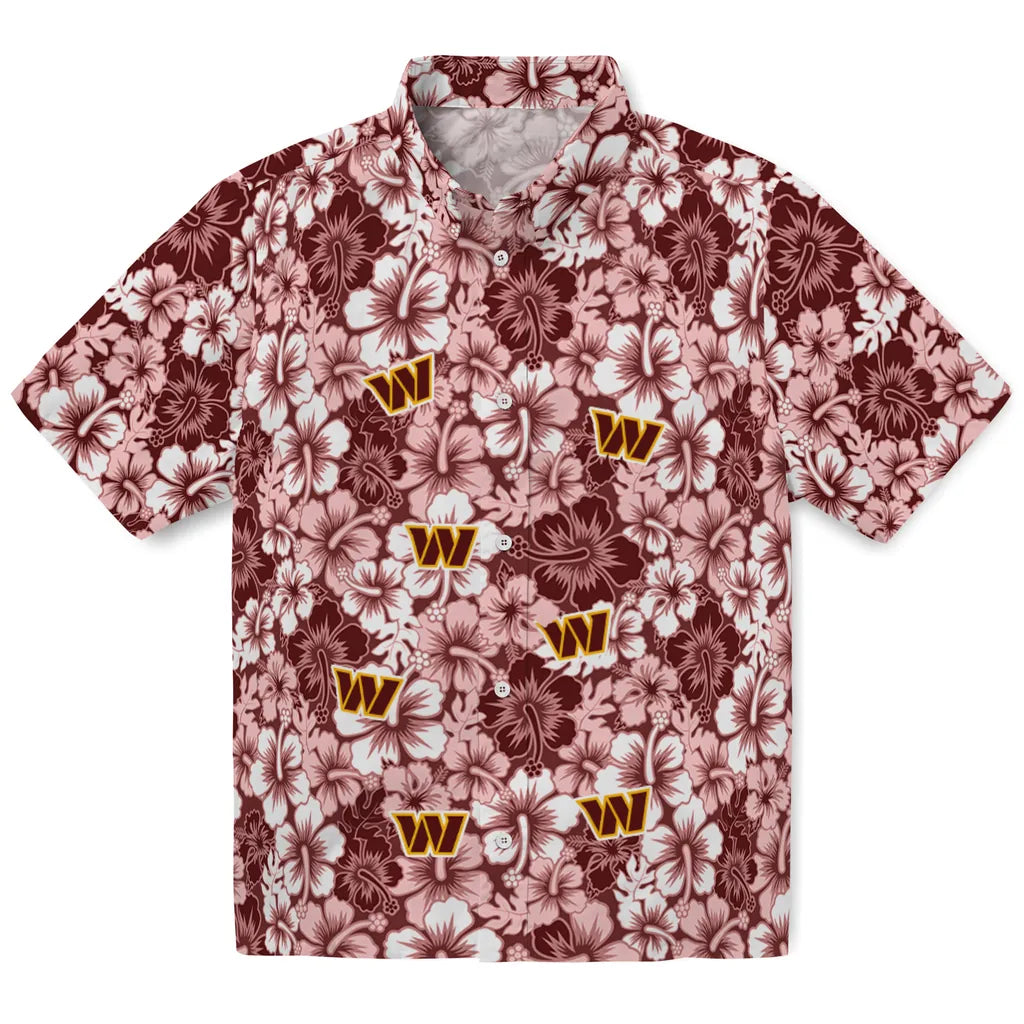 Washington Commanders Hawaiian Shirt - Hibiscus Blooms | Moonbestprint