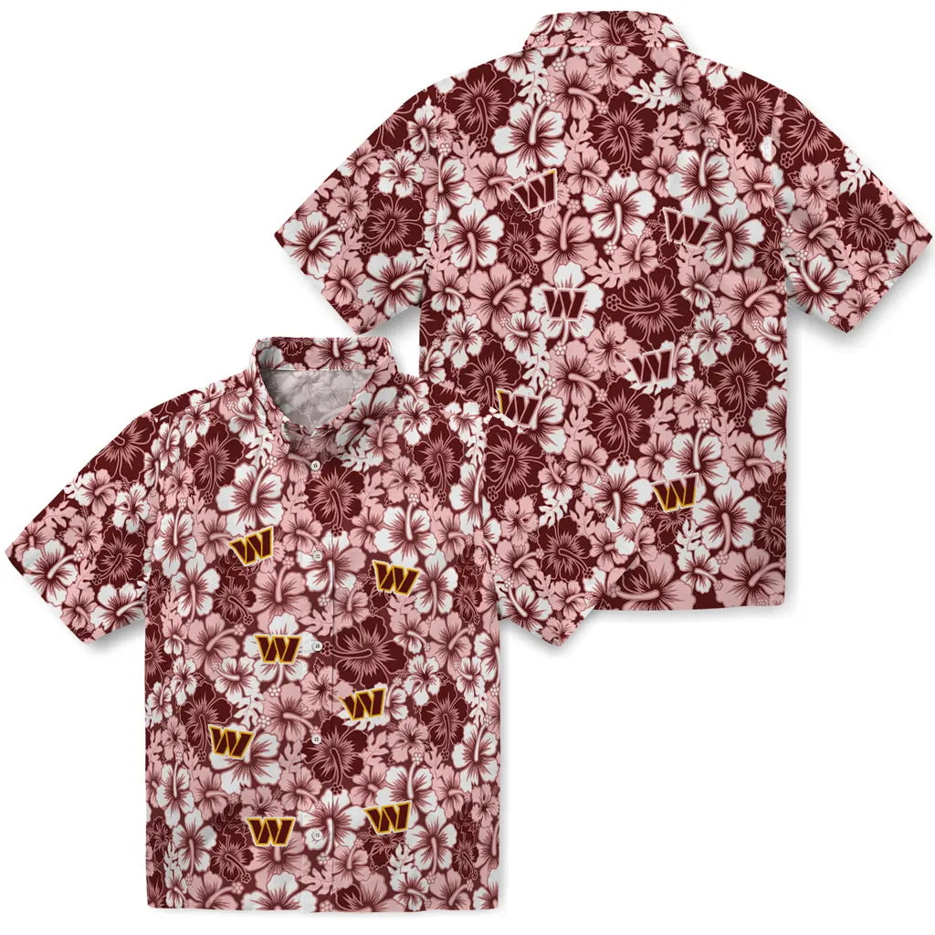 Washington Commanders Hawaiian Shirt - Hibiscus Blooms | Moonbestprint