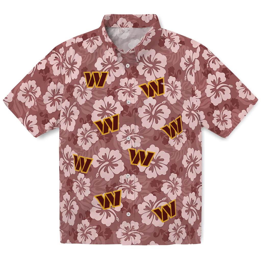 Washington Commanders Hawaiian Shirt - Hibiscus Cluster | Moonbestprint