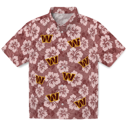 Washington Commanders Hawaiian Shirt - Hibiscus Cluster | Moonbestprint