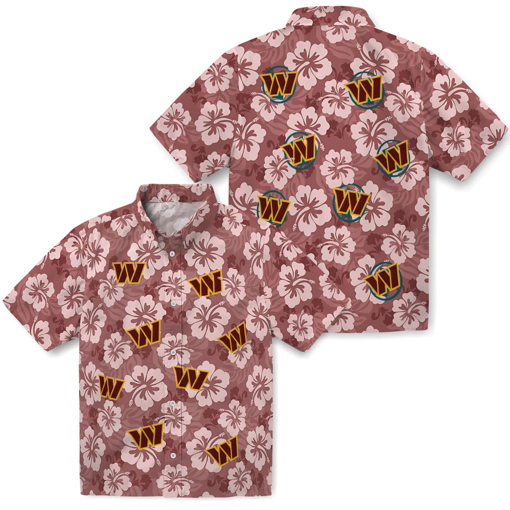 Washington Commanders Hawaiian Shirt - Hibiscus Cluster | Moonbestprint