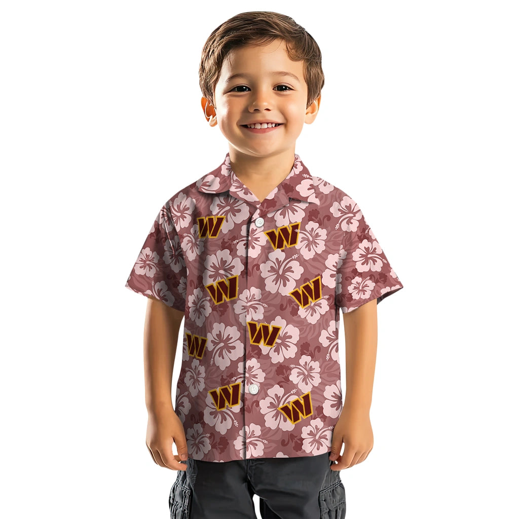 Washington Commanders Hawaiian Shirt - Hibiscus Cluster | Moonbestprint