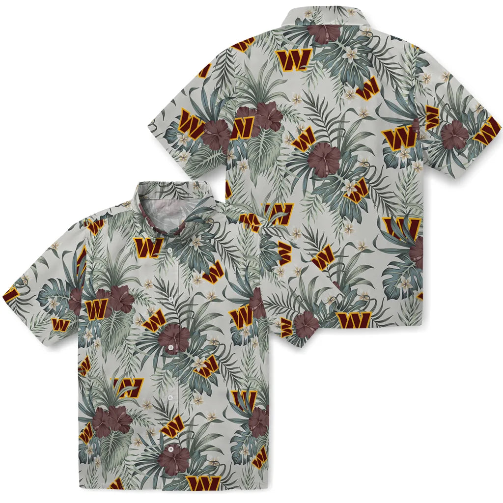 Washington Commanders Hawaiian Shirt - Hibiscus Designs | Moonbestprint