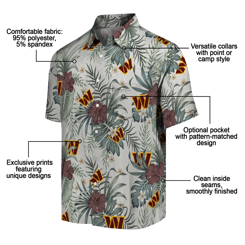 Washington Commanders Hawaiian Shirt - Hibiscus Designs | Moonbestprint