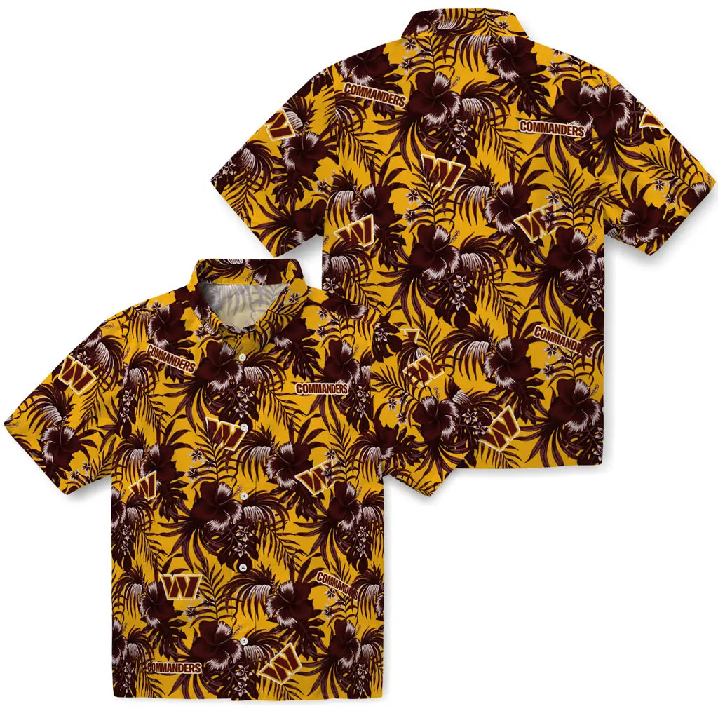 Washington Commanders Hawaiian Shirt - Hibiscus Exotic | Moonbestprint