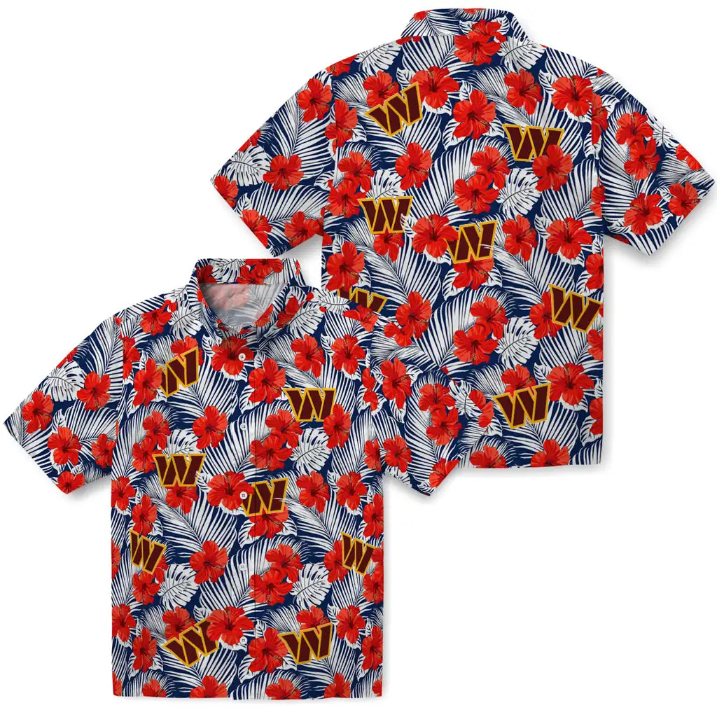 Washington Commanders Hawaiian Shirt - Hibiscus Fiesta | Moonbestprint