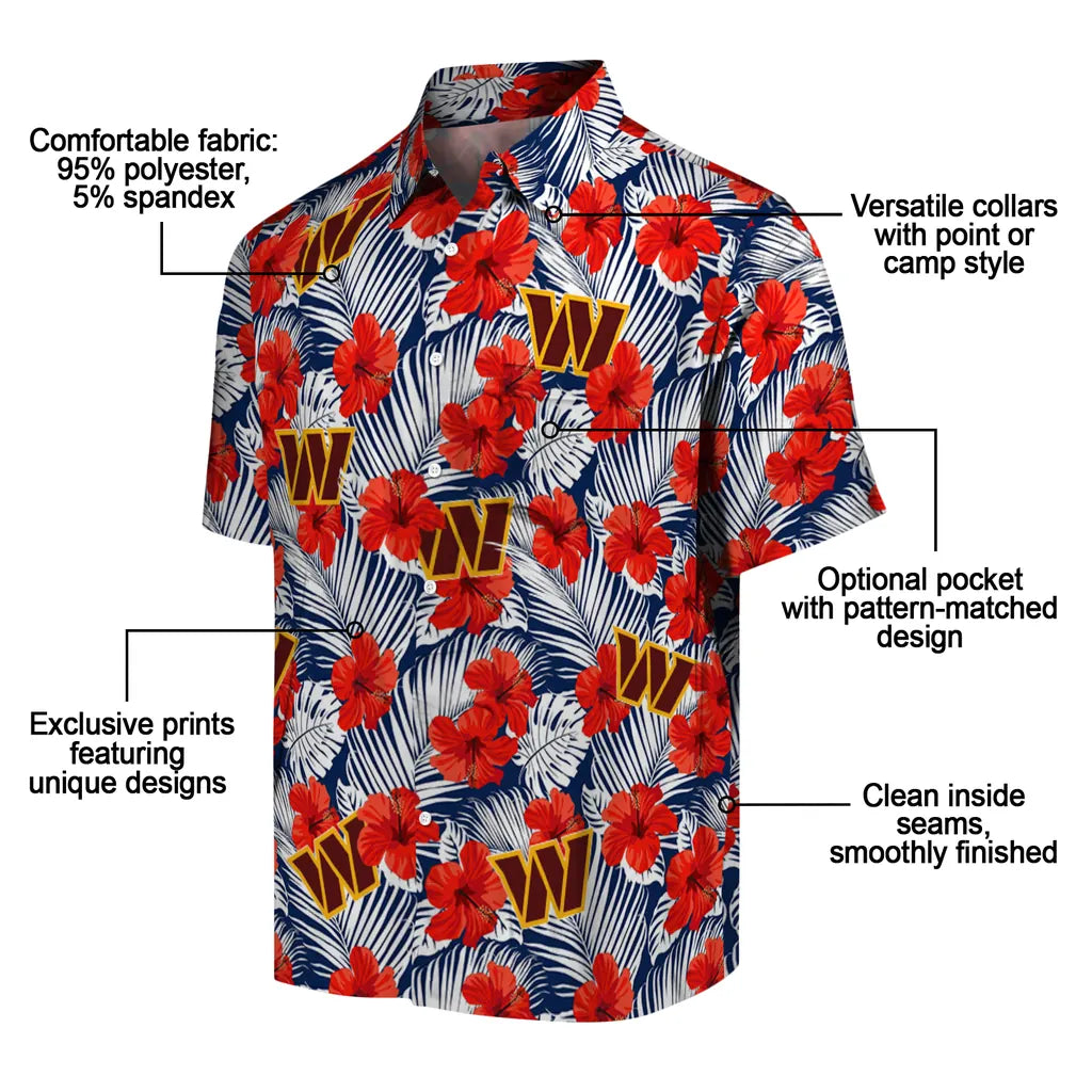 Washington Commanders Hawaiian Shirt - Hibiscus Fiesta | Moonbestprint