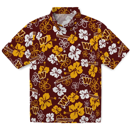 Washington Commanders Hawaiian Shirt - Hibiscus Flower Design | Moonbestprint