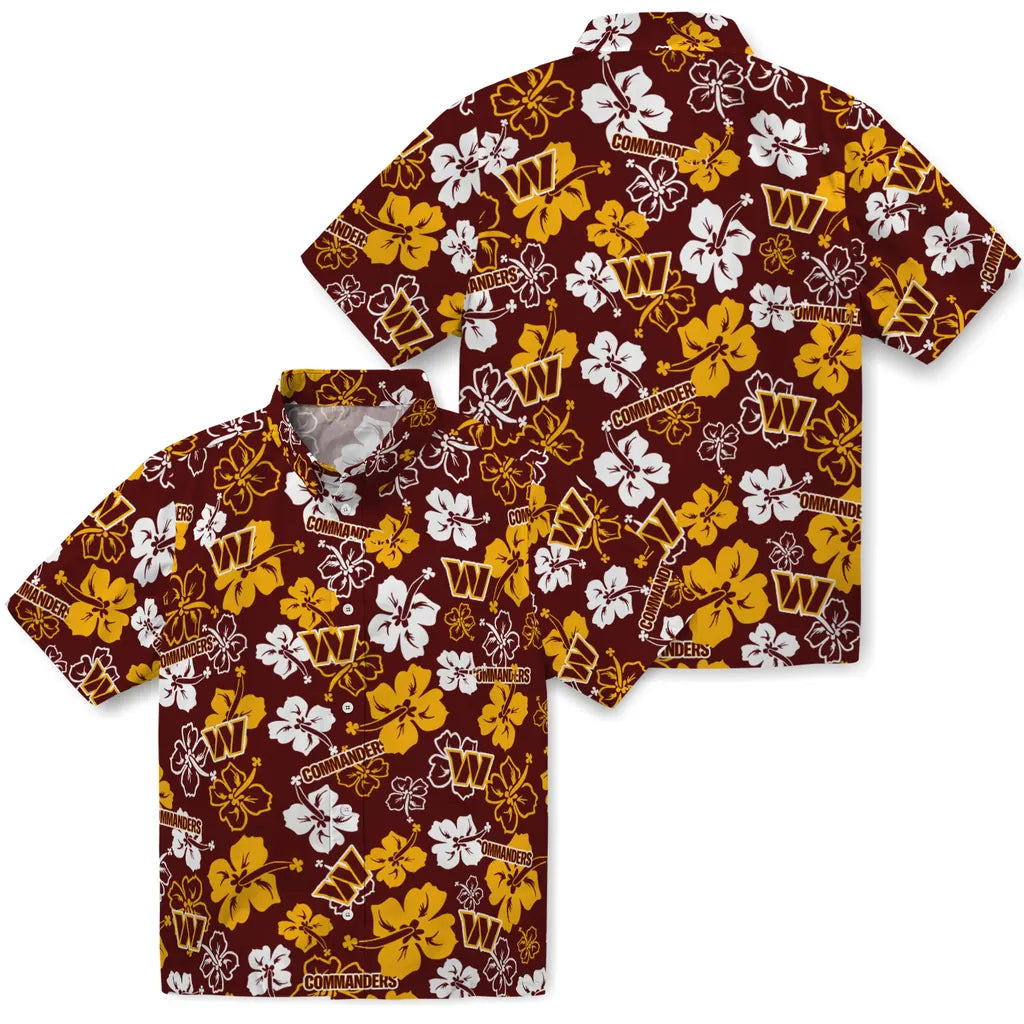 Washington Commanders Hawaiian Shirt - Hibiscus Flower Design | Moonbestprint