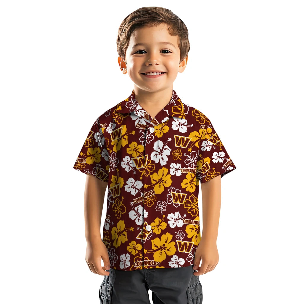 Washington Commanders Hawaiian Shirt - Hibiscus Flower Design | Moonbestprint