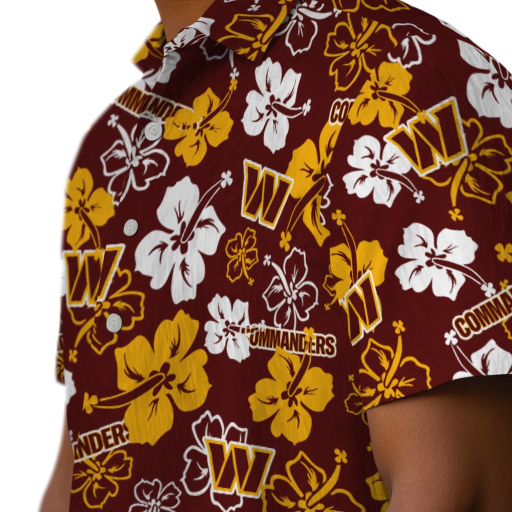 Washington Commanders Hawaiian Shirt - Hibiscus Flower Design | Moonbestprint