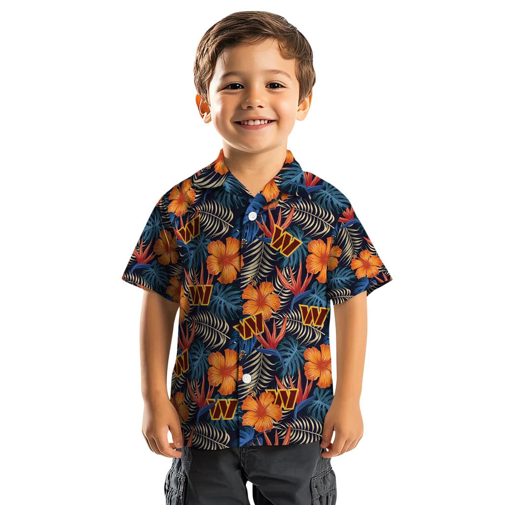 Washington Commanders Hawaiian Shirt - Hibiscus Foliage | Moonbestprint