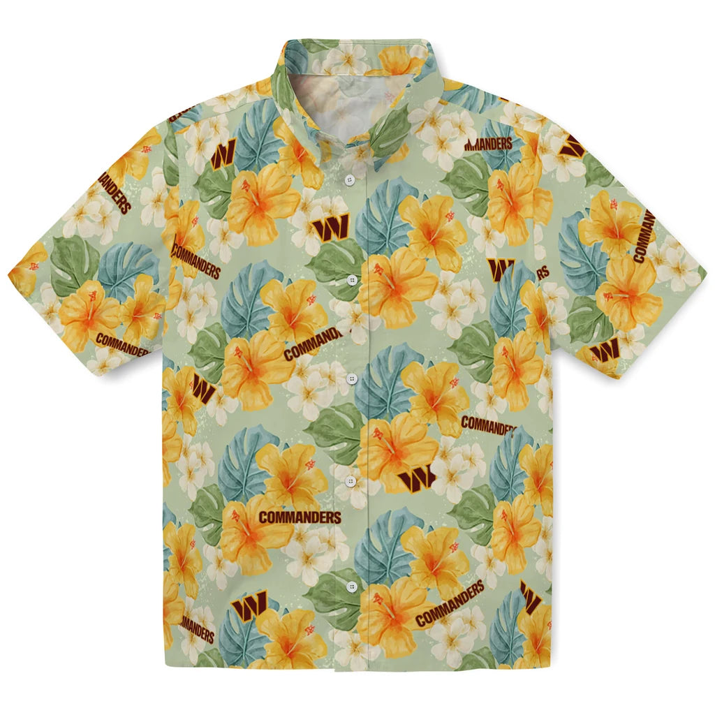 Washington Commanders Hawaiian Shirt - Hibiscus Mood | Moonbestprint