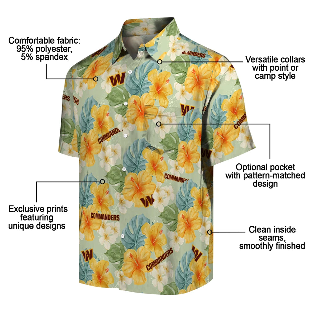 Washington Commanders Hawaiian Shirt - Hibiscus Mood | Moonbestprint