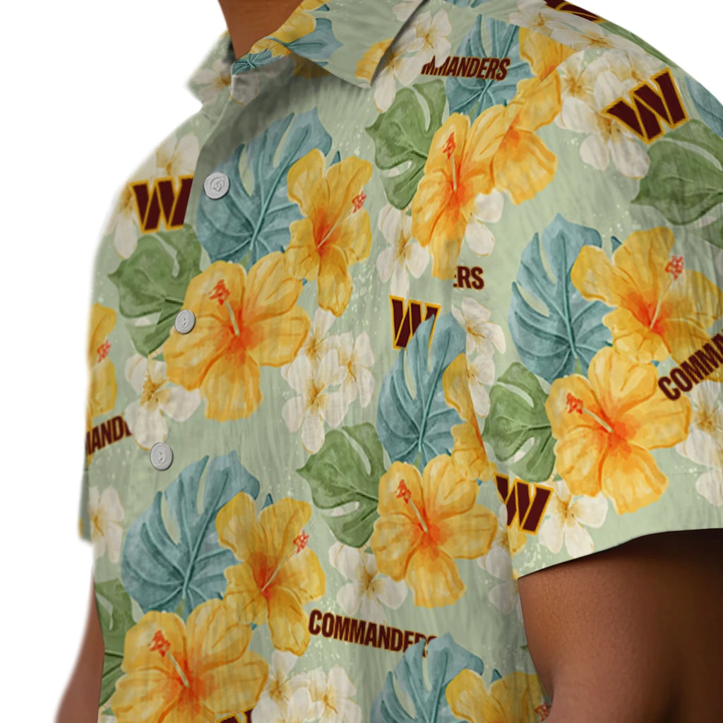 Washington Commanders Hawaiian Shirt - Hibiscus Mood | Moonbestprint