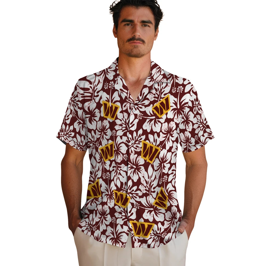 Washington Commanders Hawaiian Shirt - Hibiscus Motif | Moonbestprint
