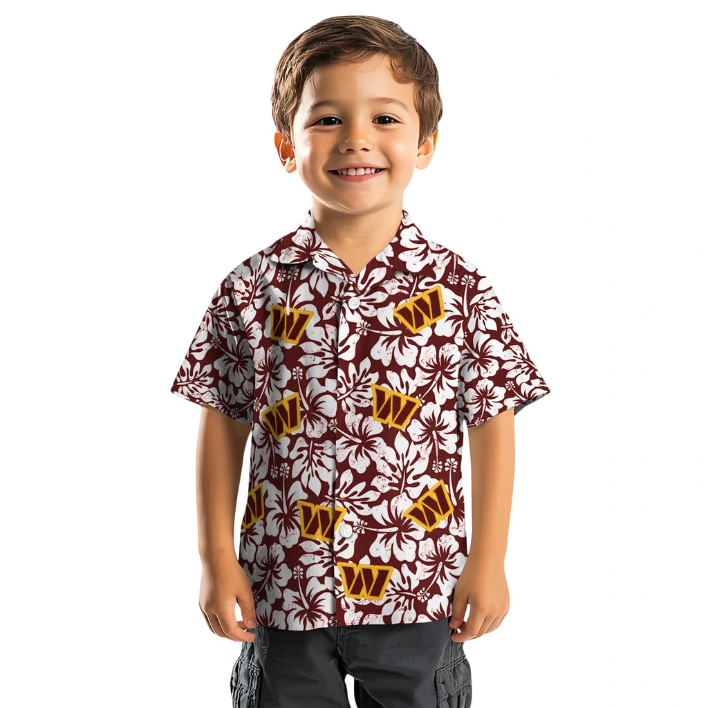 Washington Commanders Hawaiian Shirt - Hibiscus Motif | Moonbestprint