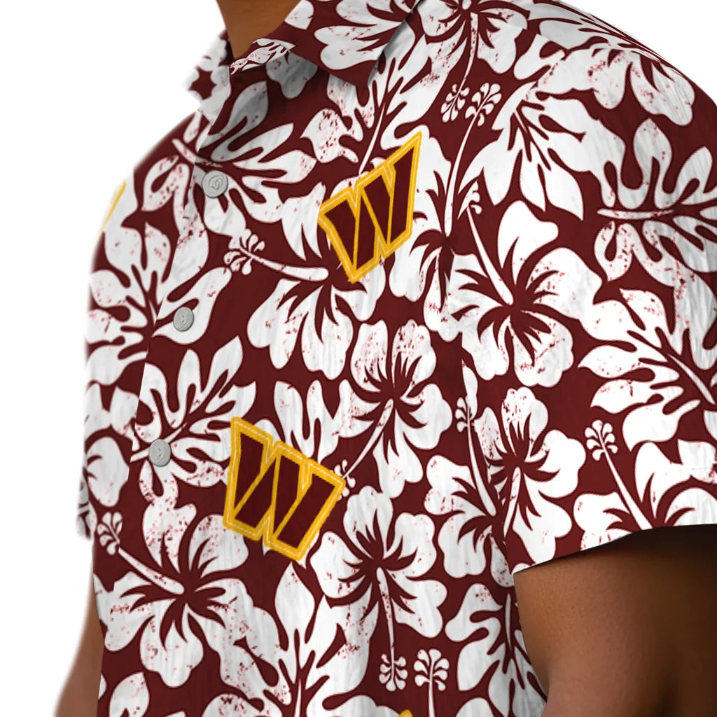 Washington Commanders Hawaiian Shirt - Hibiscus Motif | Moonbestprint