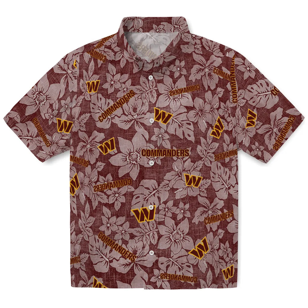 Washington Commanders Hawaiian Shirt - Hibiscus Oasis | Moonbestprint