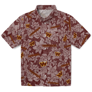Washington Commanders Hawaiian Shirt - Hibiscus Oasis | Moonbestprint