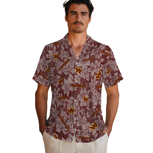 Washington Commanders Hawaiian Shirt - Hibiscus Oasis | Moonbestprint
