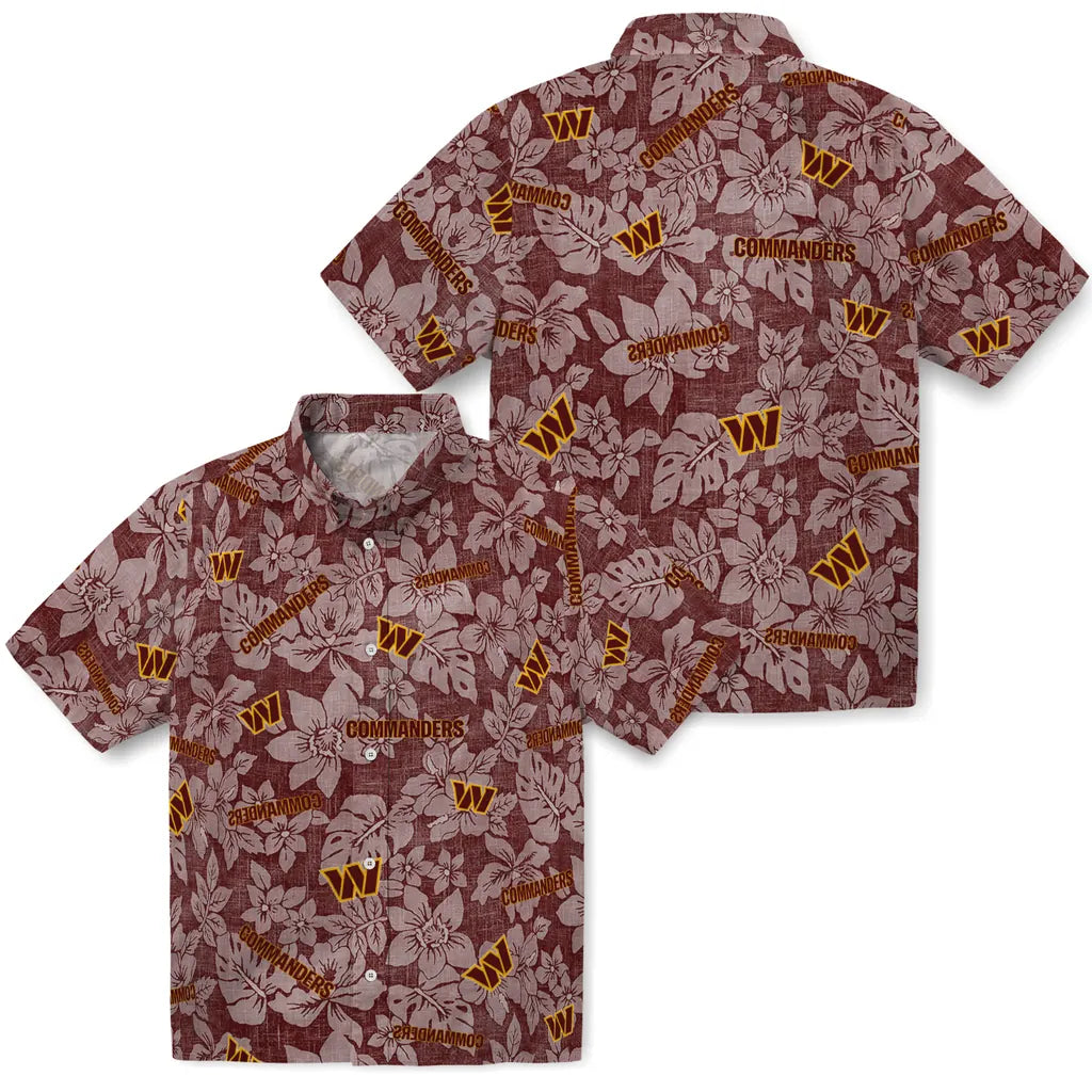 Washington Commanders Hawaiian Shirt - Hibiscus Oasis | Moonbestprint