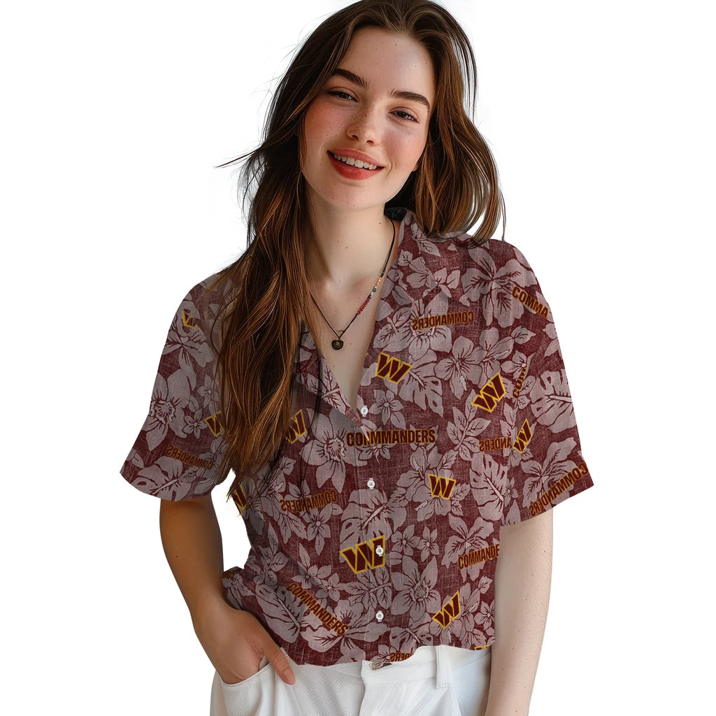 Washington Commanders Hawaiian Shirt - Hibiscus Oasis | Moonbestprint