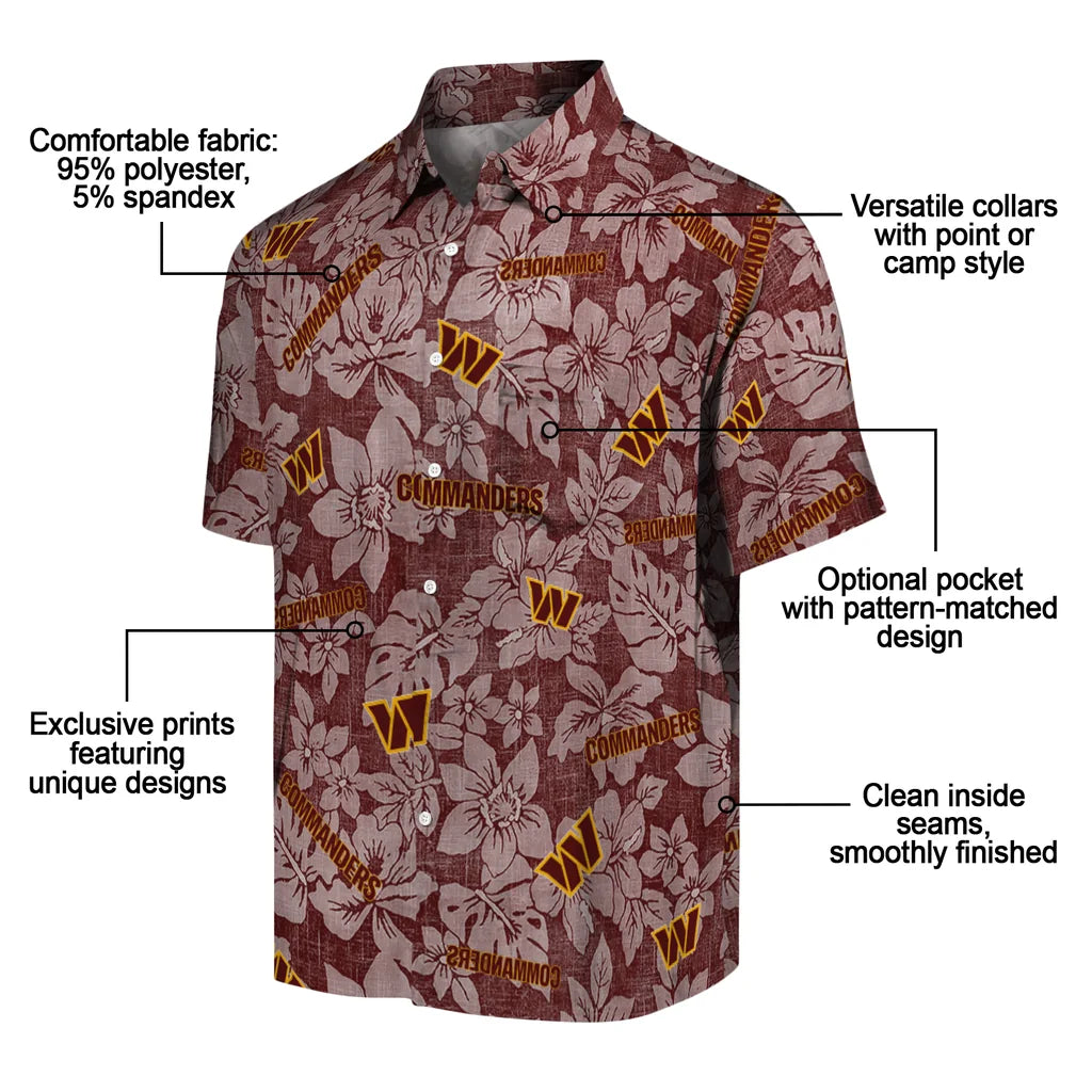 Washington Commanders Hawaiian Shirt - Hibiscus Oasis | Moonbestprint