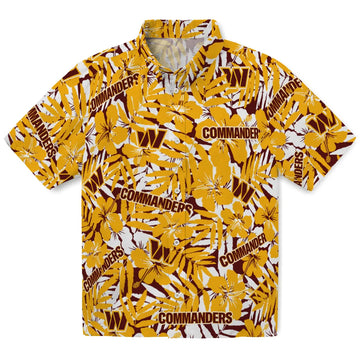 Washington Commanders Hawaiian Shirt - Hibiscus Overlay | Moonbestprint