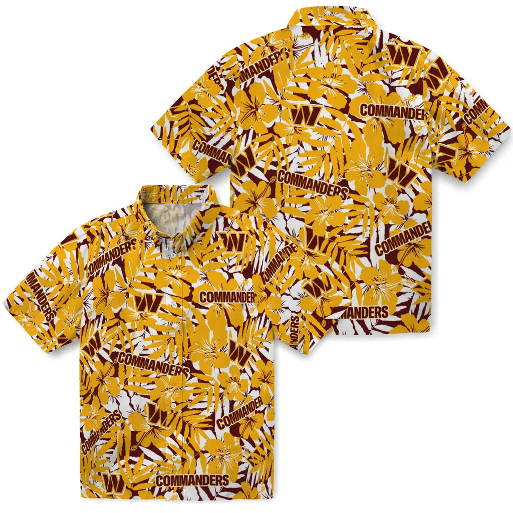Washington Commanders Hawaiian Shirt - Hibiscus Overlay | Moonbestprint
