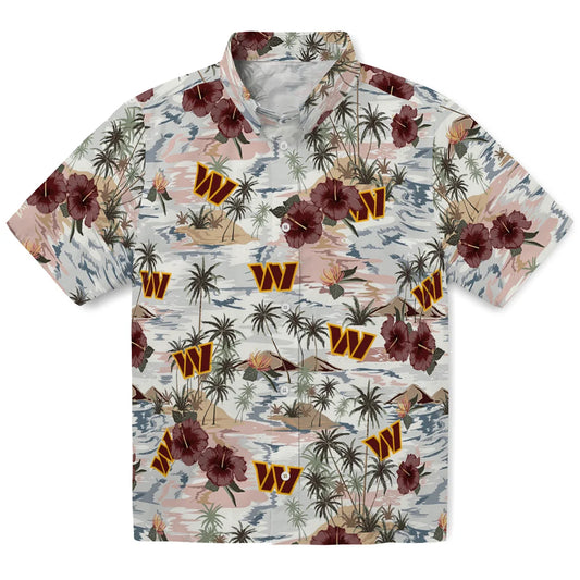 Washington Commanders Hawaiian Shirt - Hibiscus Seaside | Moonbestprint