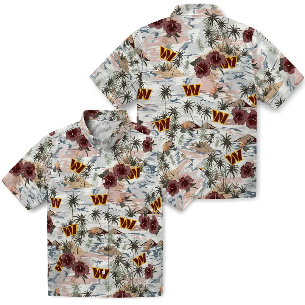 Washington Commanders Hawaiian Shirt - Hibiscus Seaside | Moonbestprint