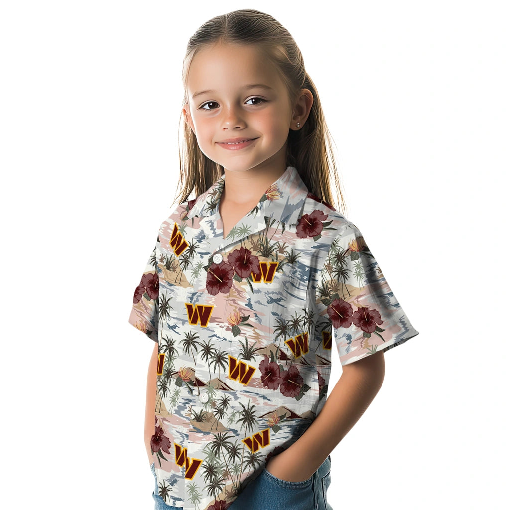 Washington Commanders Hawaiian Shirt - Hibiscus Seaside | Moonbestprint