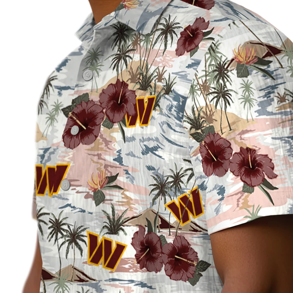 Washington Commanders Hawaiian Shirt - Hibiscus Seaside | Moonbestprint