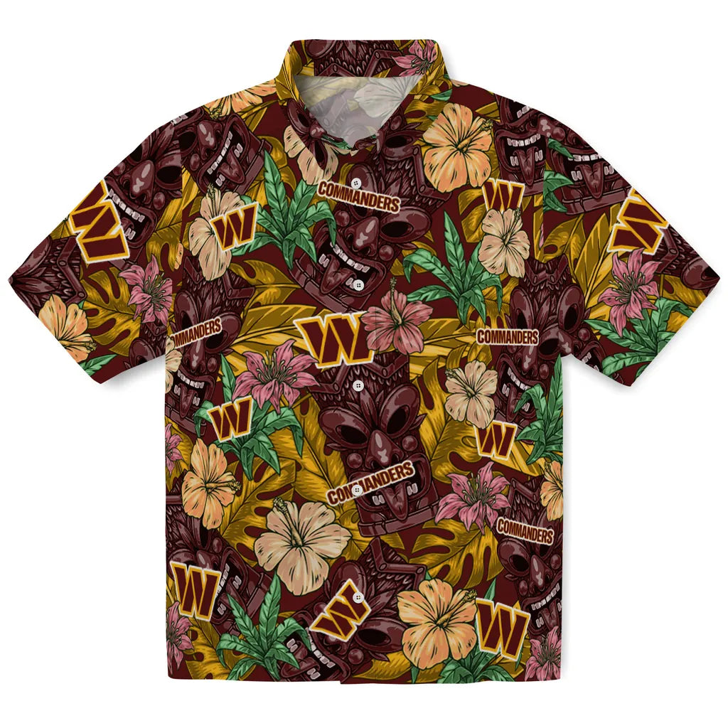 Washington Commanders Hawaiian Shirt - Hibiscus Tiki Jungle | Moonbestprint