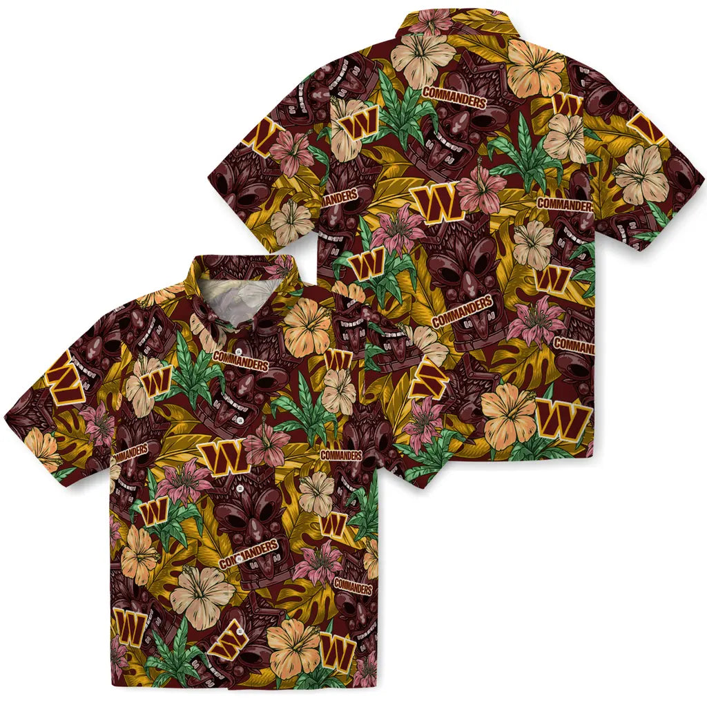 Washington Commanders Hawaiian Shirt - Hibiscus Tiki Jungle | Moonbestprint