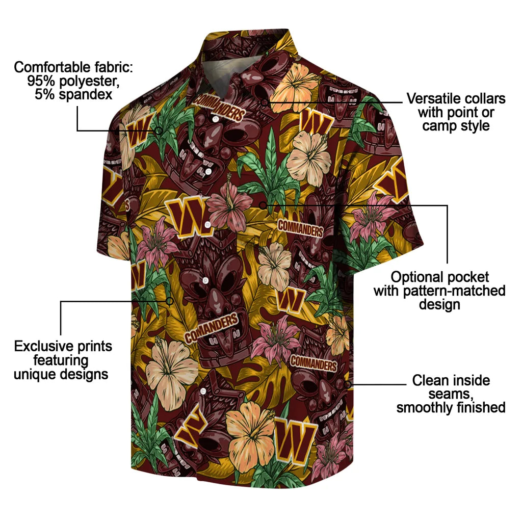 Washington Commanders Hawaiian Shirt - Hibiscus Tiki Jungle | Moonbestprint
