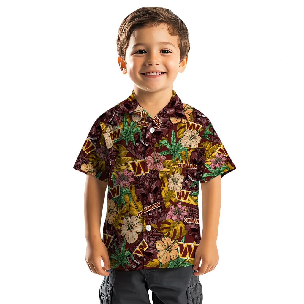 Washington Commanders Hawaiian Shirt - Hibiscus Tiki Jungle | Moonbestprint