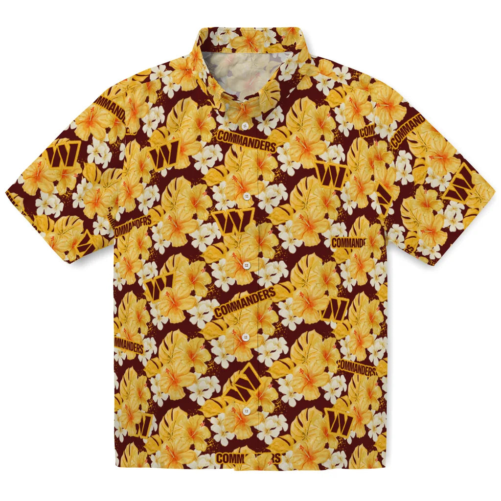 Washington Commanders Hawaiian Shirt - Hibiscus Tropics | Moonbestprint