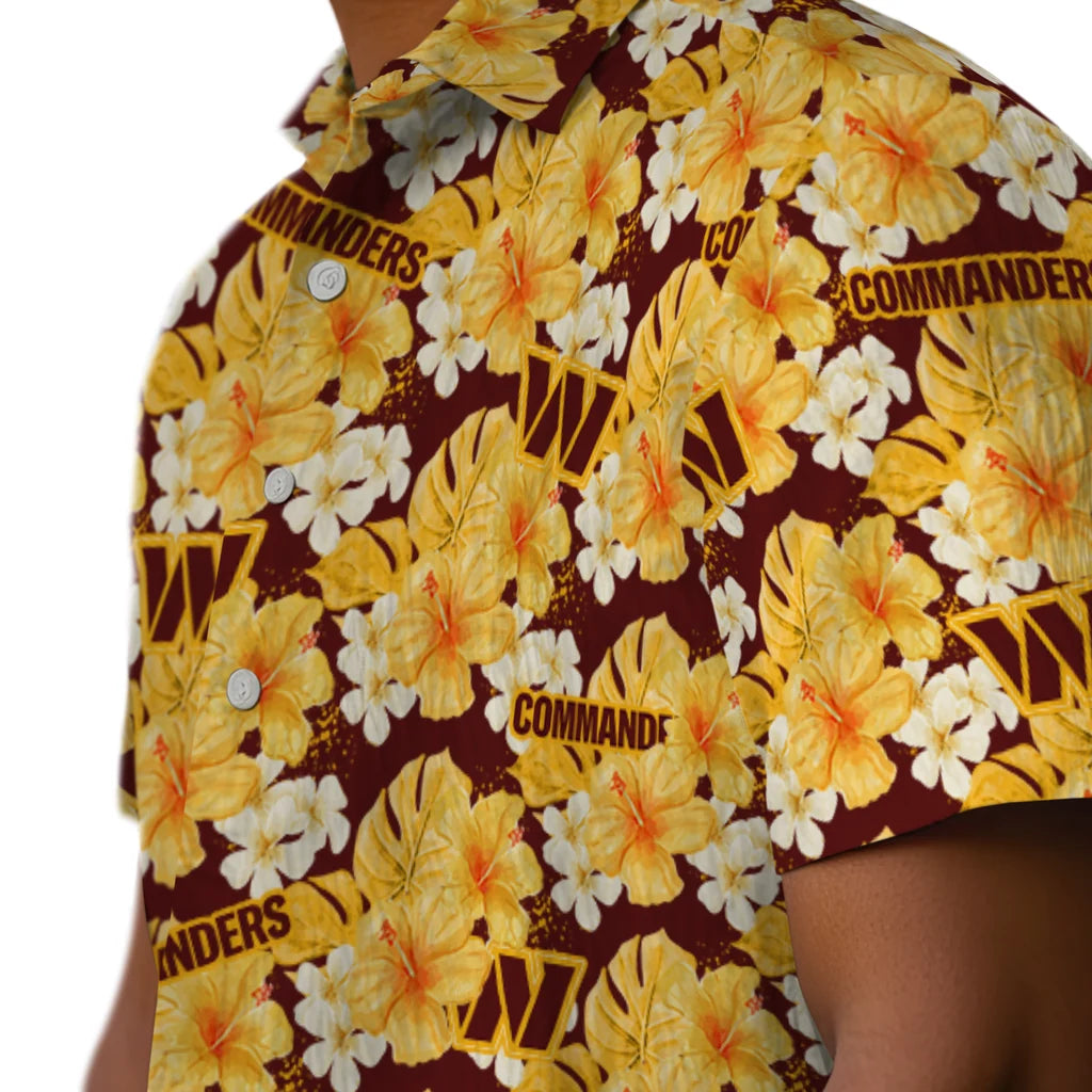 Washington Commanders Hawaiian Shirt - Hibiscus Tropics | Moonbestprint