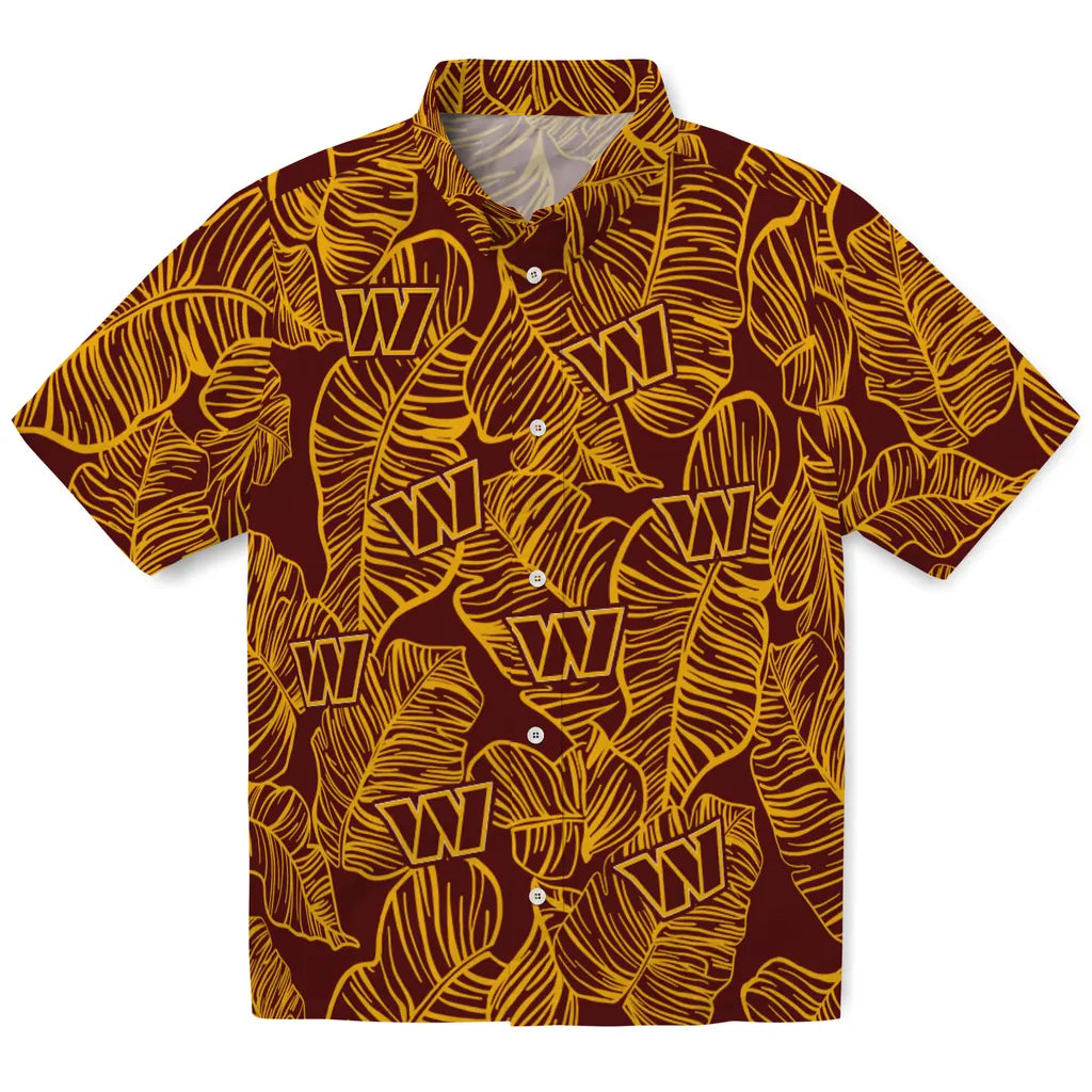 Washington Commanders Hawaiian Shirt - Leaf Outline | Moonbestprint