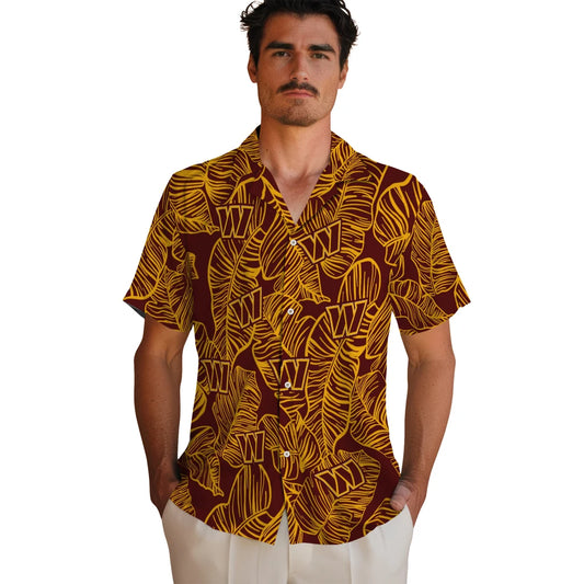 Washington Commanders Hawaiian Shirt - Leaf Outline | Moonbestprint