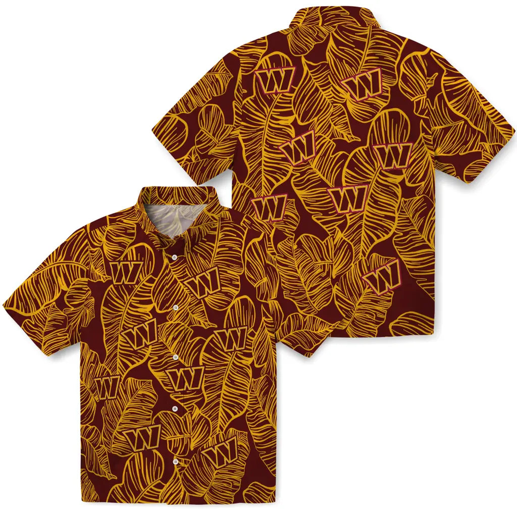 Washington Commanders Hawaiian Shirt - Leaf Outline | Moonbestprint