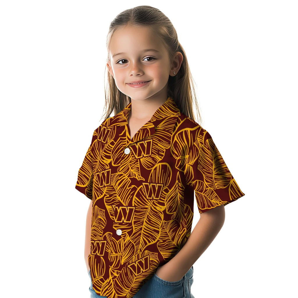 Washington Commanders Hawaiian Shirt - Leaf Outline | Moonbestprint