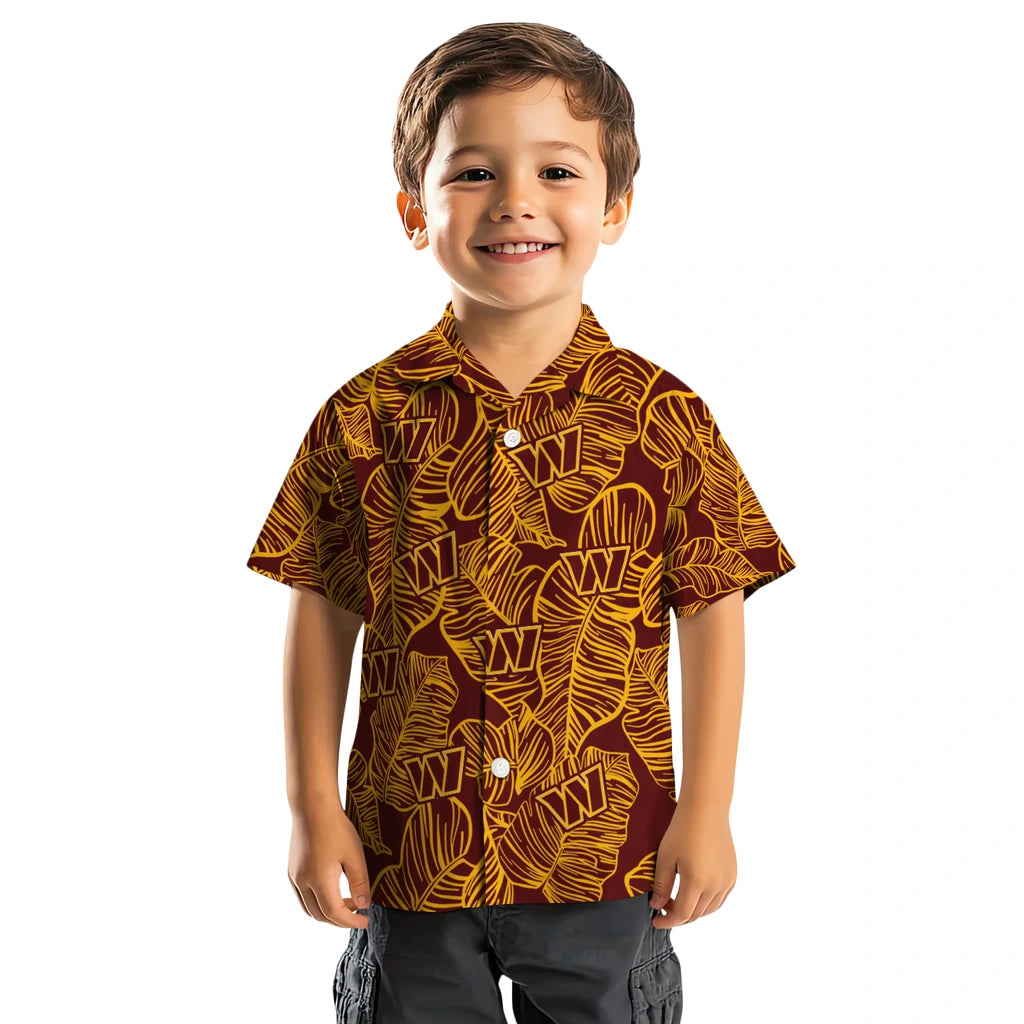 Washington Commanders Hawaiian Shirt - Leaf Outline | Moonbestprint