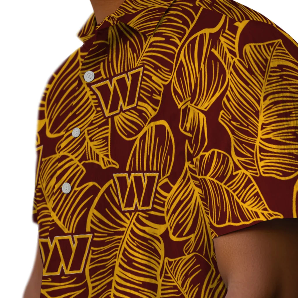 Washington Commanders Hawaiian Shirt - Leaf Outline | Moonbestprint